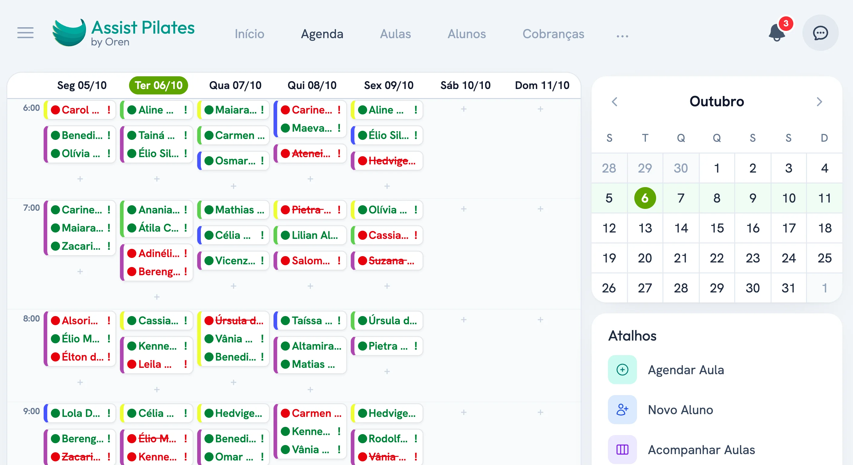 Tela de Agenda no Assist